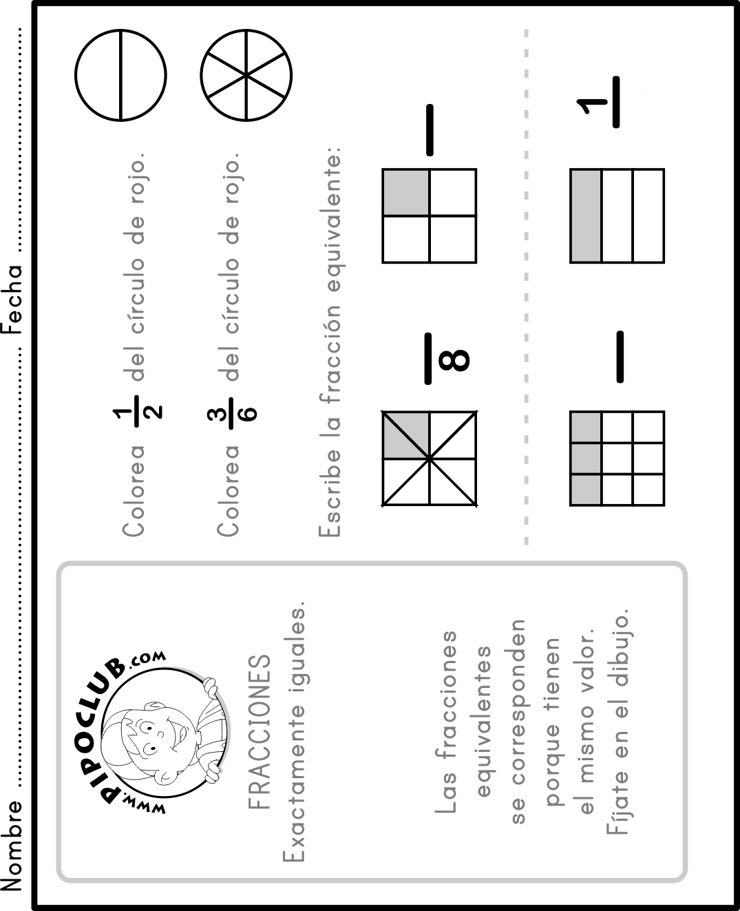 Ejercicios De Fracciones Equivalentes Con Imagenes